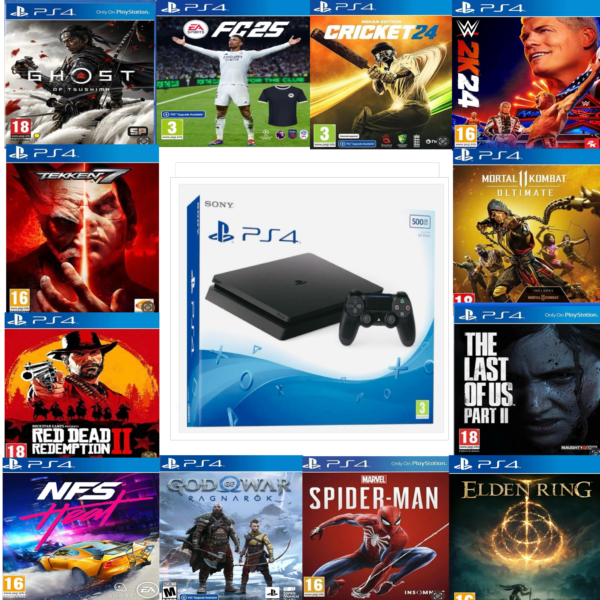 PlayStation 4 Slim 500GB With 1 Controller 80+ Games (pre-owned)